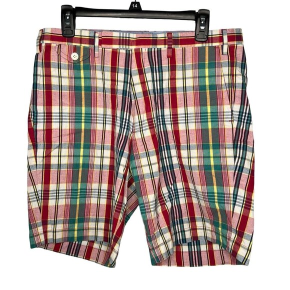 Polo Ralph Lauren Shorts Authentic Indian Madras plaid flat front chino size 32 - Picture 1 of 10